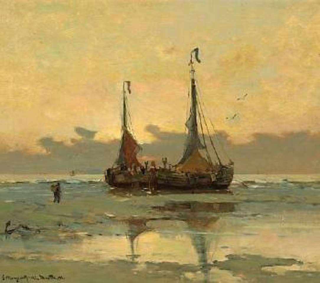 Fishing boats at low tide by Gerhard Arij Ludwig Morgenstjerne Munthe