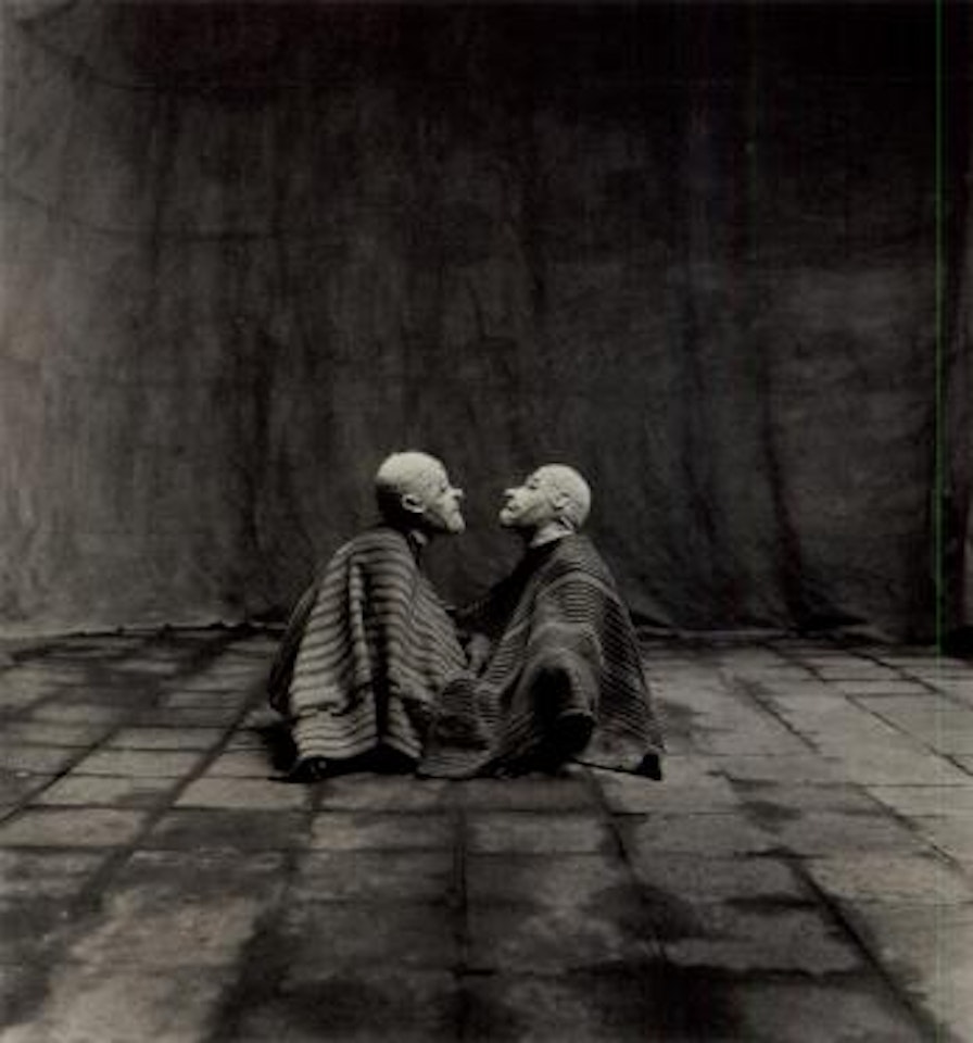 Two men in white masks, Cuzco, Peru by Irving Penn