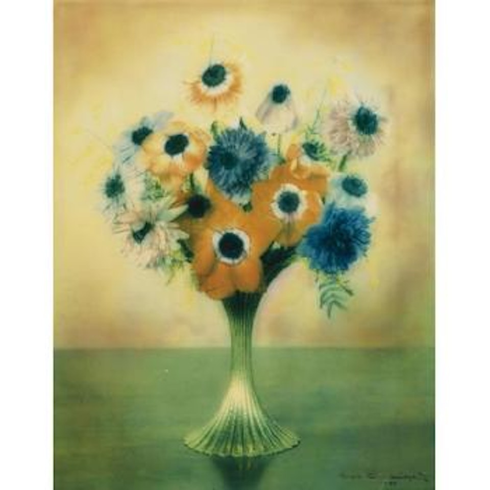 Still Life With Red And Blue Flowers by Paul Outerbridge