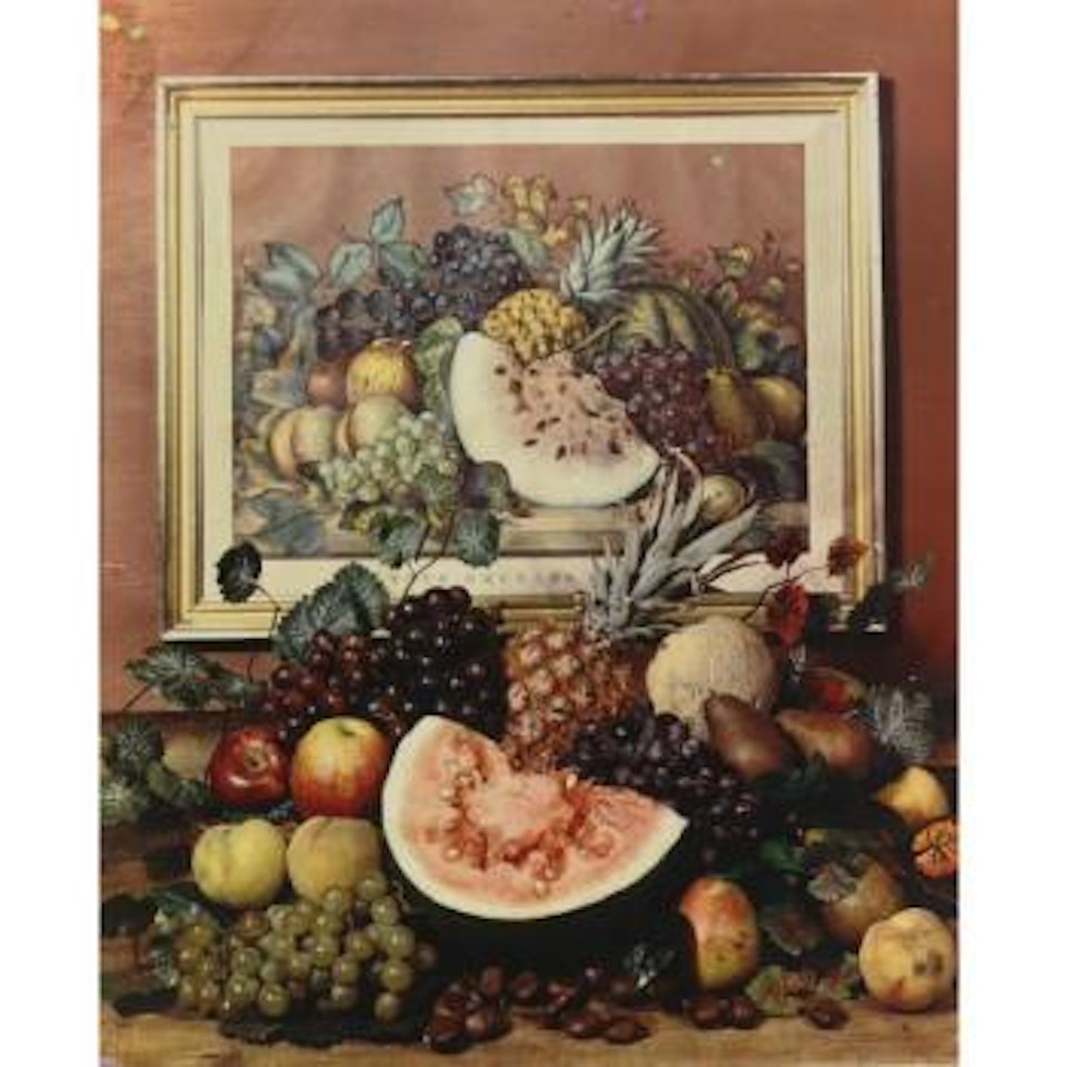 Still Life With Fruit And Lithograph by Paul Outerbridge