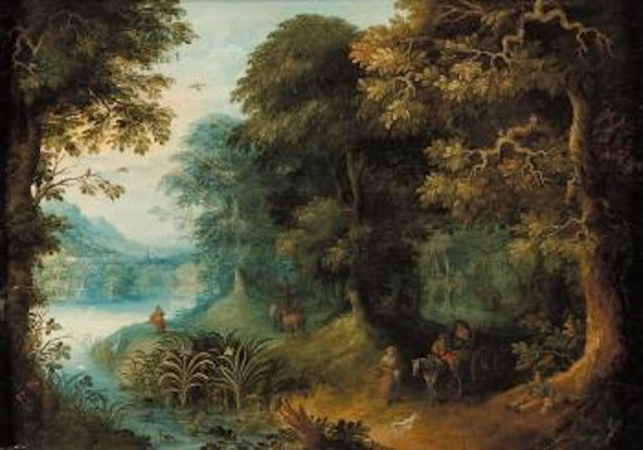 Convoi aux abords d'une rivière by Abraham Govaerts