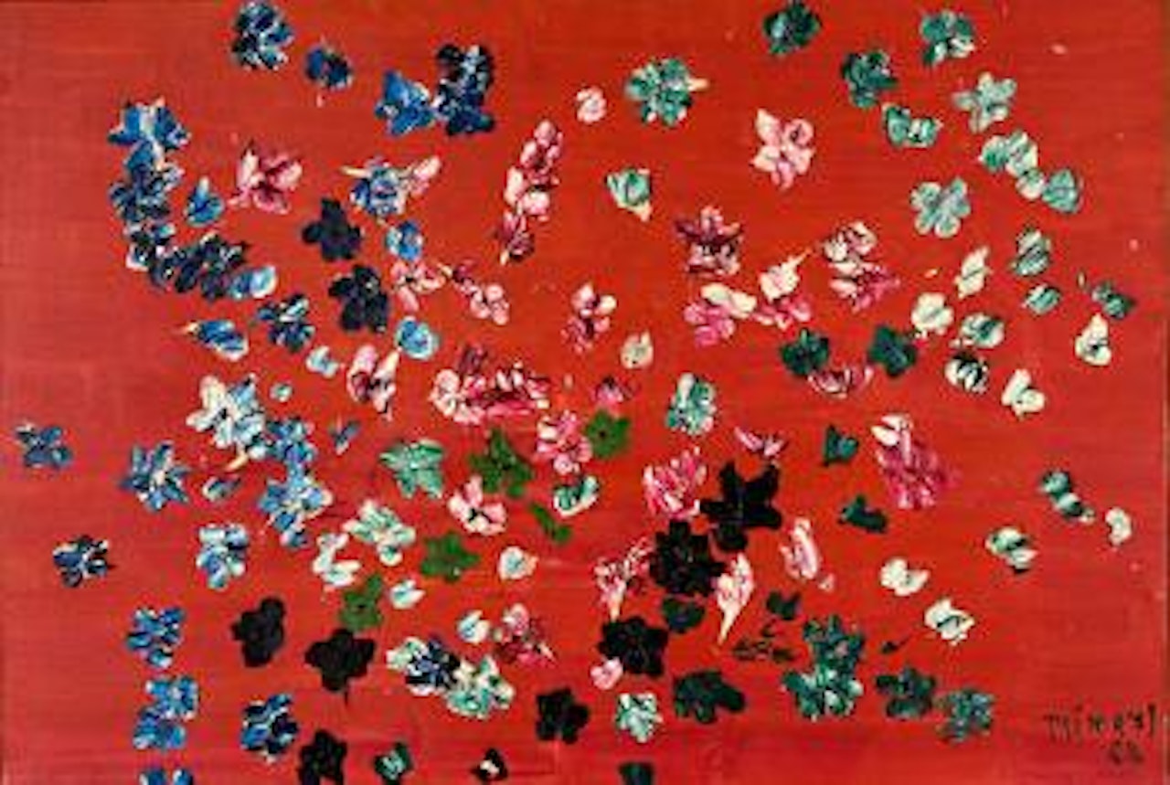 Flowers on a red background by Thanos Tsingos