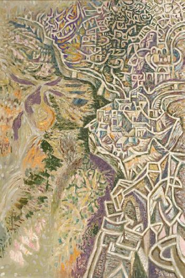 Calligraphy of a town by Nicolas Ghika