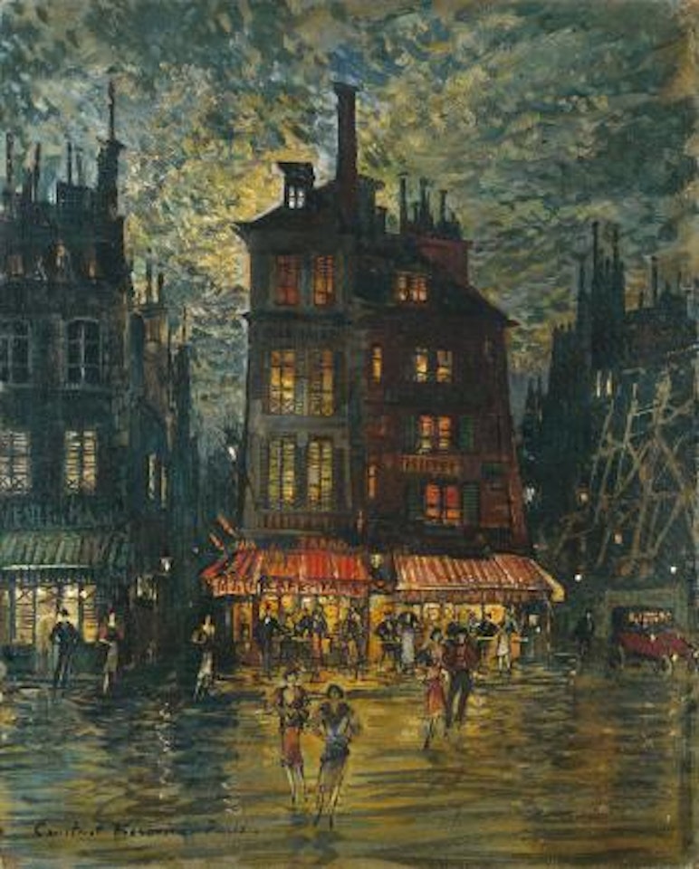 Café de Venise, Paris, la nuit by Konstantin Alekseevich Korovin