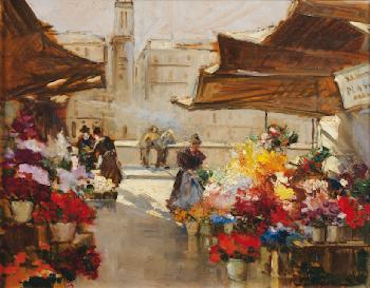Le marche aux fleurs by Georgij Aleksandrovic Lapschin
