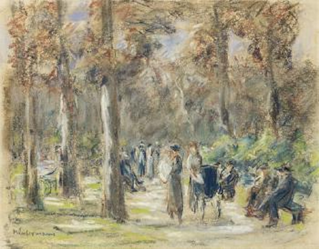 Allee im Tiergarten mit Spaziergängern by Max Liebermann