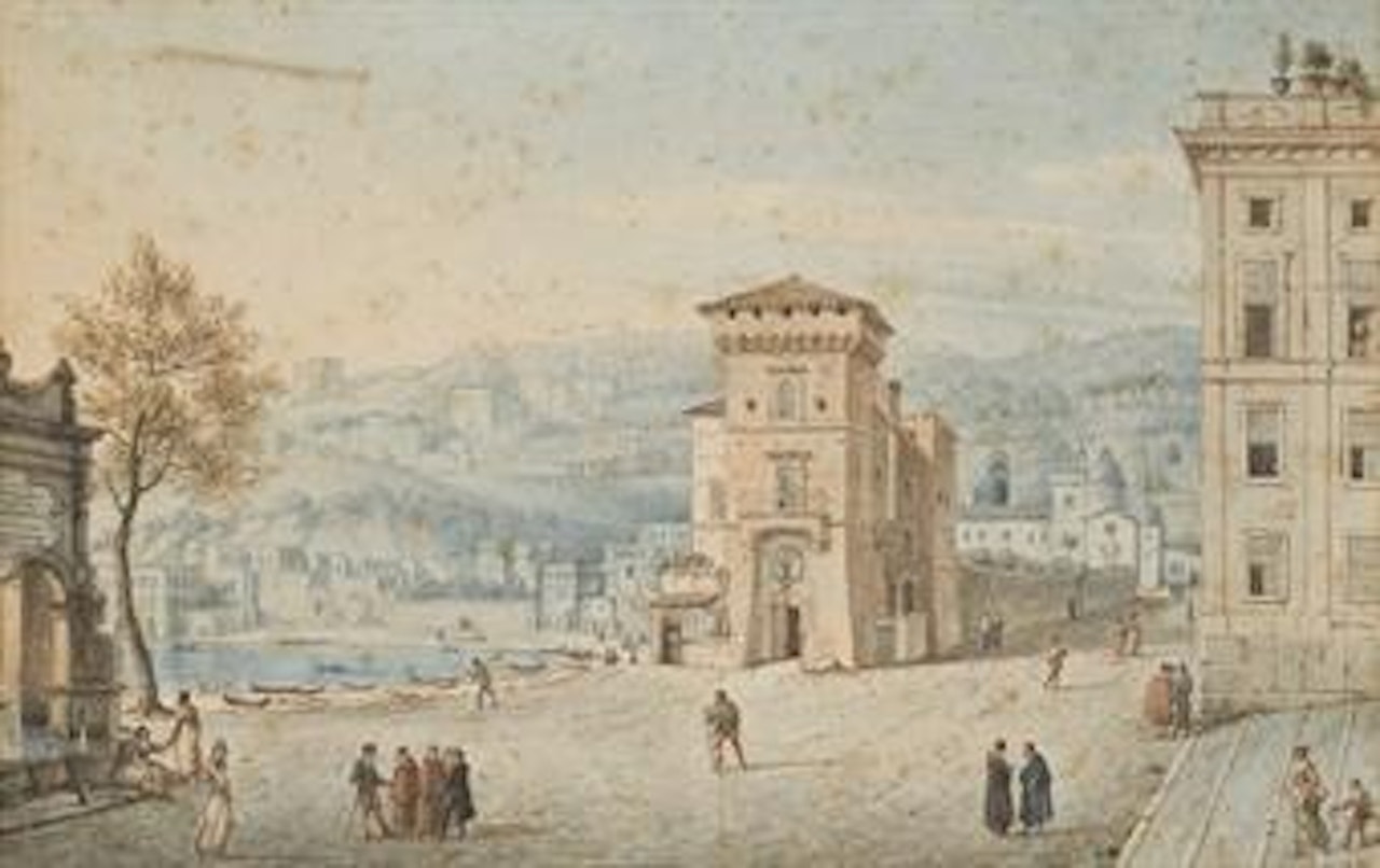 Le port de Chiaia avec à l'arrière plan la ville de Mergellina, d'après van Wittel by Victor Jean Nicolle