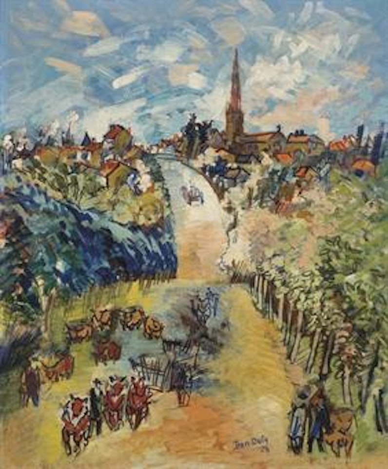 Paysage, la route du village by Jean Dufy