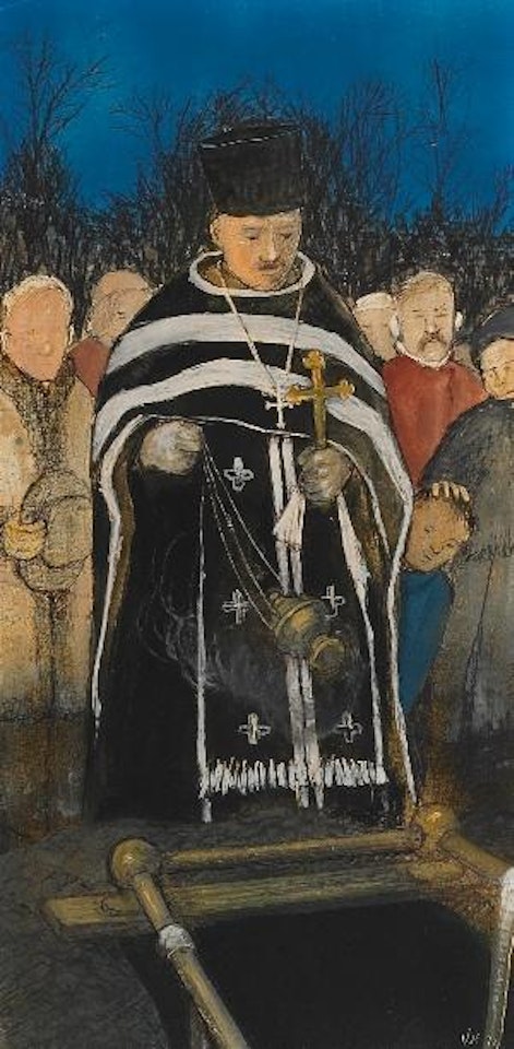 Orthodox funeral by William Kurelek