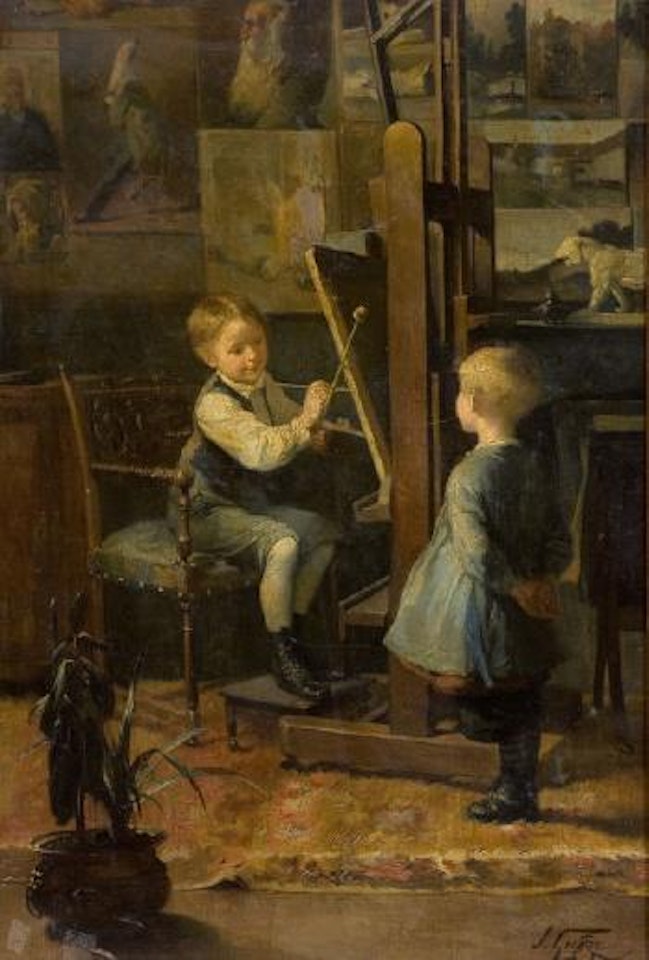 In the artist's studio by Henry Jules Jean Geoffroy