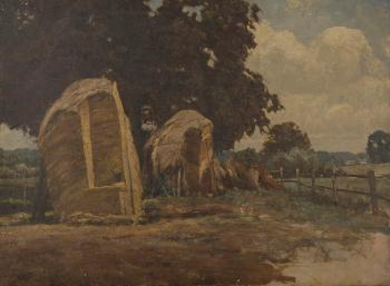 Haystooks in a landscape, Fittleworth by Edward Wilkins Waite