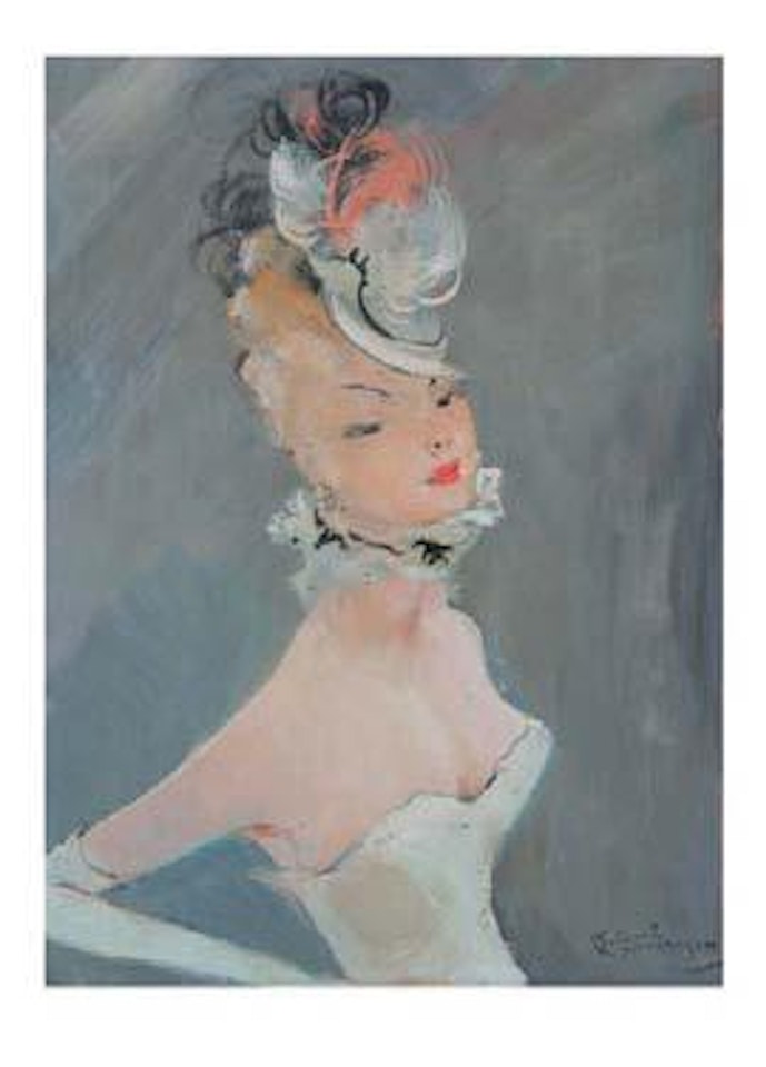 Bustier et chapeau blanc by Jean Gabriel Domergue
