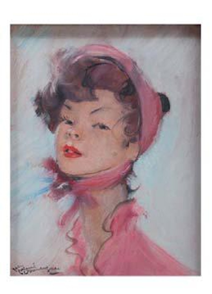 Le bonnet rose by Jean Gabriel Domergue