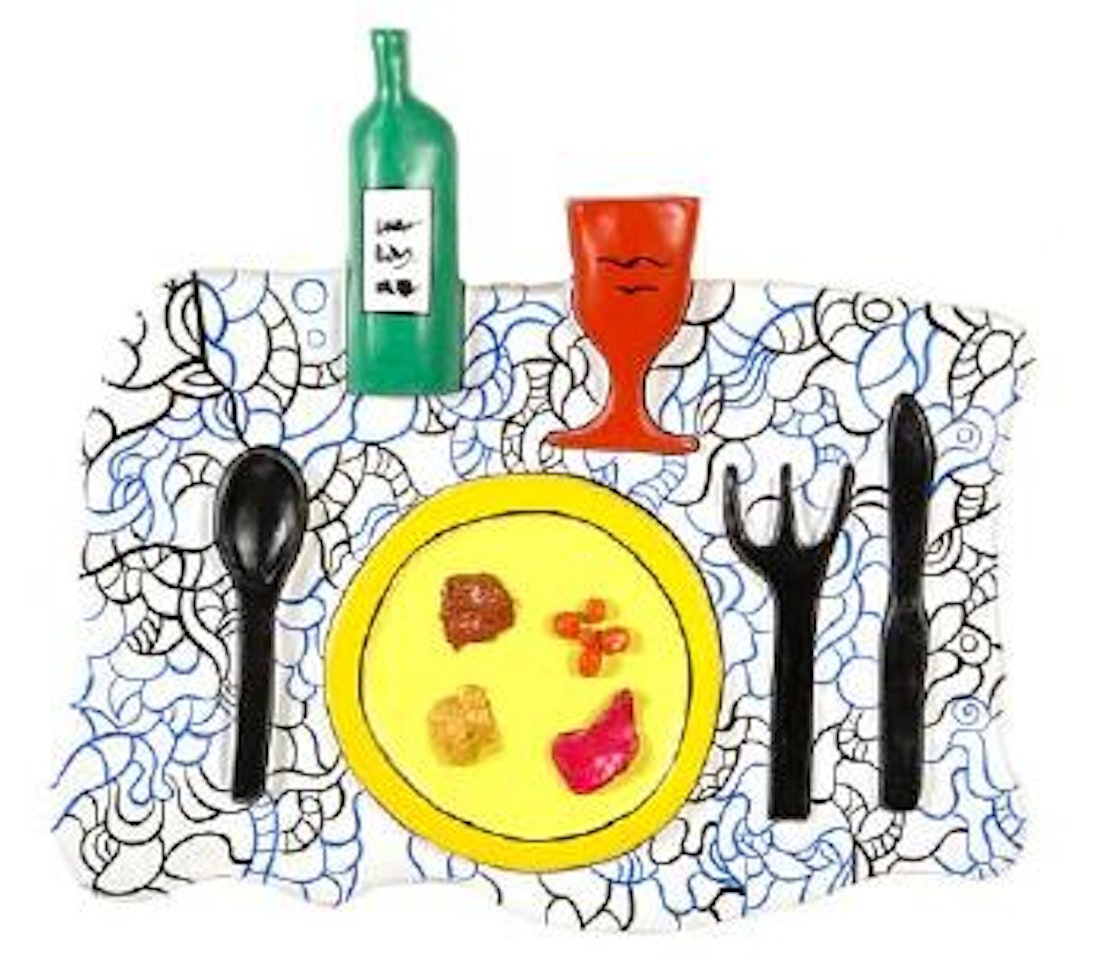 Repas, The Feast, dentelle bleue et noire (Remembering) by Niki de Saint Phalle