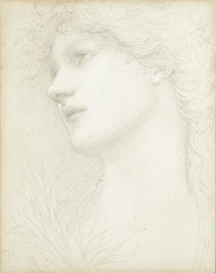 Portrait study of a young girl by Edward Coley Burne-Jones
