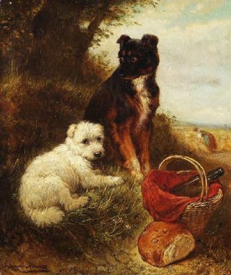 Zwei Hunde by Henriette Ronner-Knip
