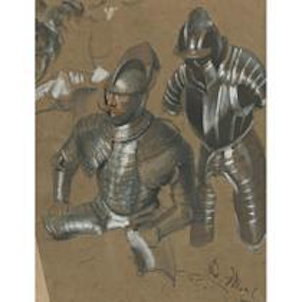 Study Of A Knight And Suit Of Armor by Adolph Menzel