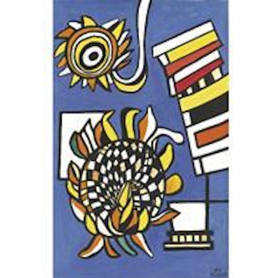 Deux Tournesols Sur Fond Bleu by Fernand Leger