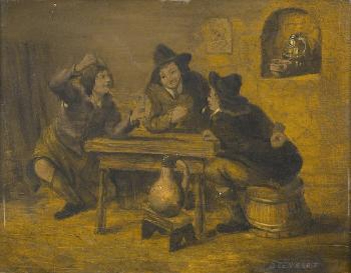 Interieur mit Kartenspielern am Tisch. by David Teniers II