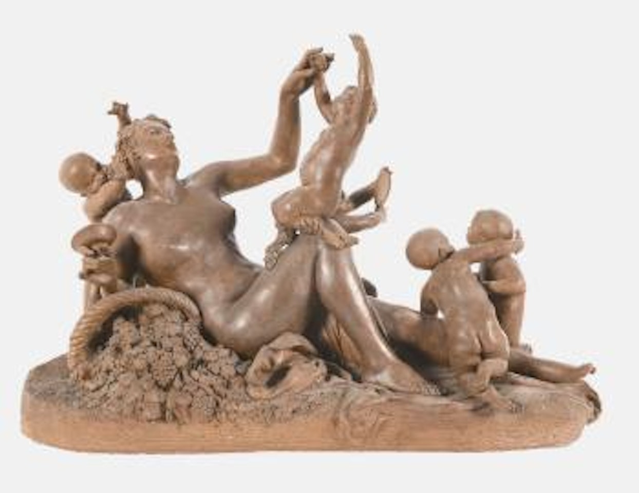 Lagernde Bacchantin mit Satyrknabe und Bacchantenkindern. by Albert-Ernest Carrier-Belleuse