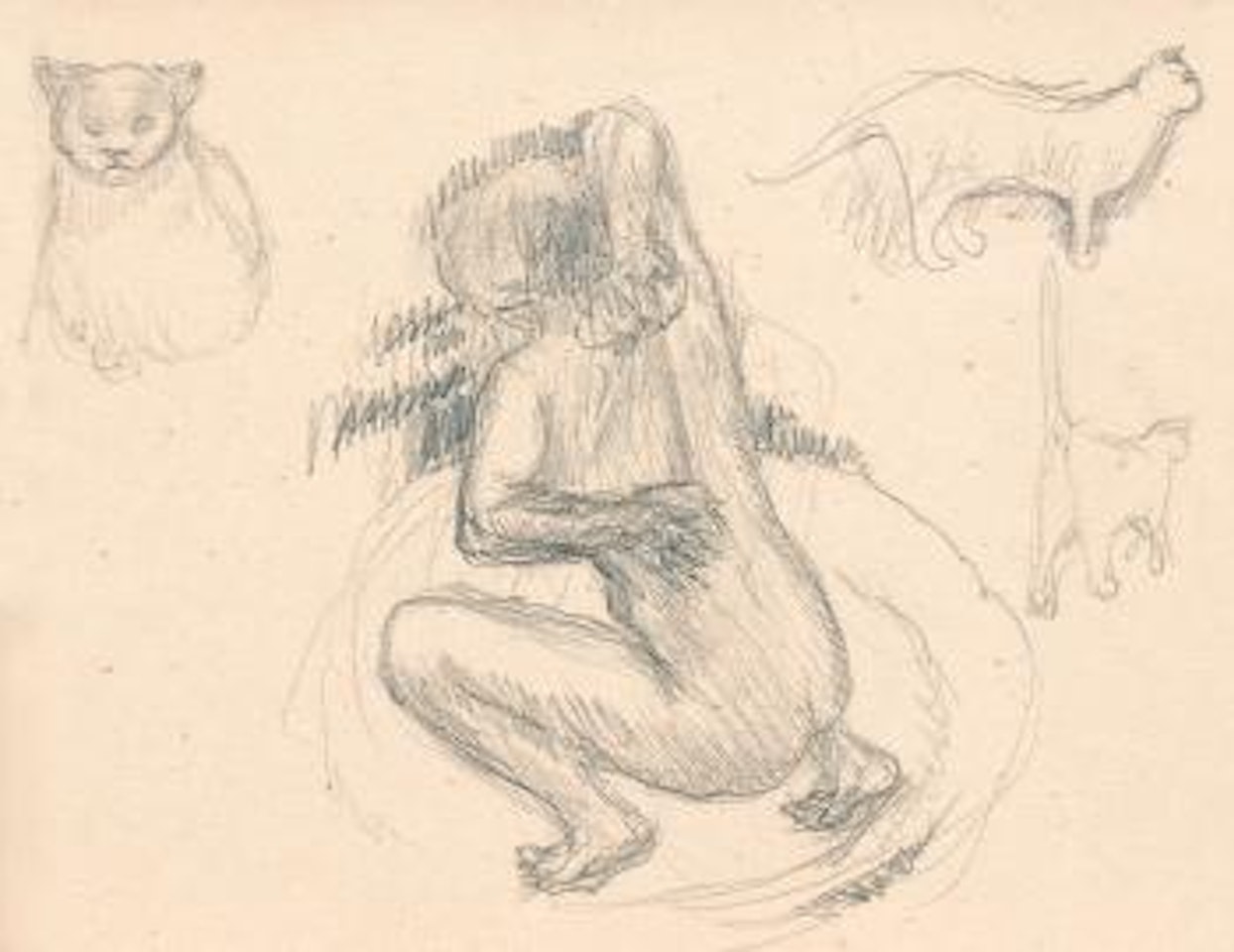 La femme et les chats. by Pierre Bonnard