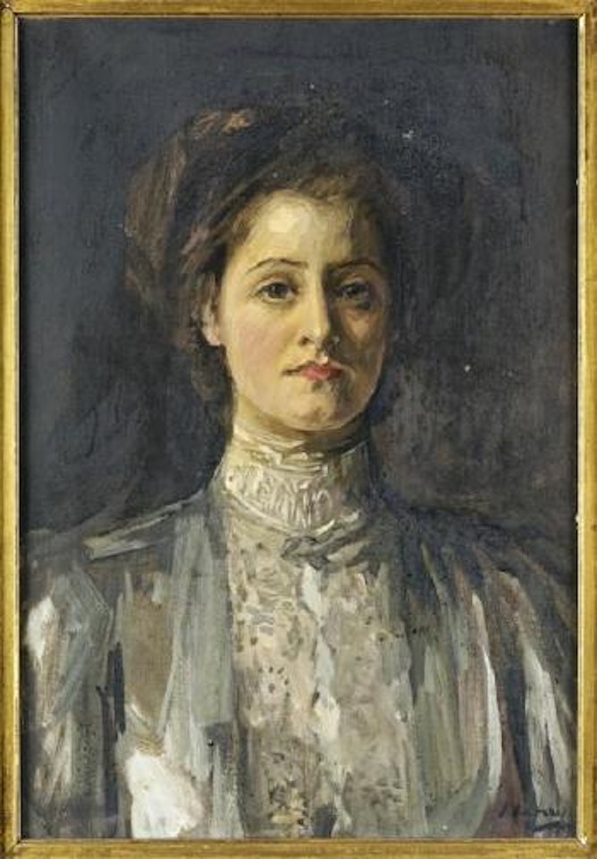 Half length portrait of Betty by John Lavery