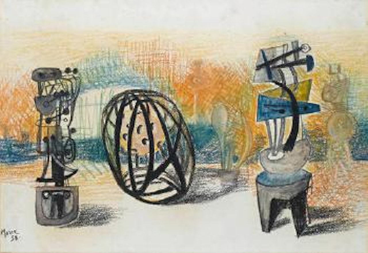 Drawing for metal sculpture by Henry Moore