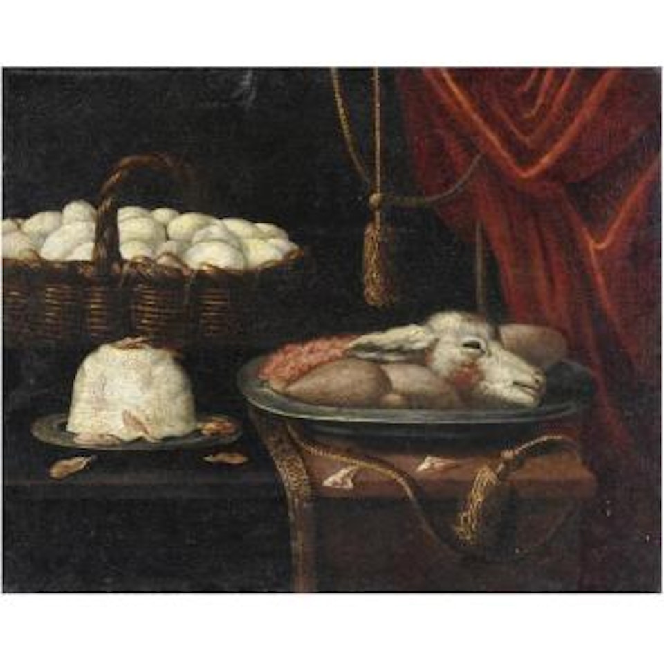 Natura Morta Con Uova, Ricotta E Piatto Di Carni by Giuseppe Recco