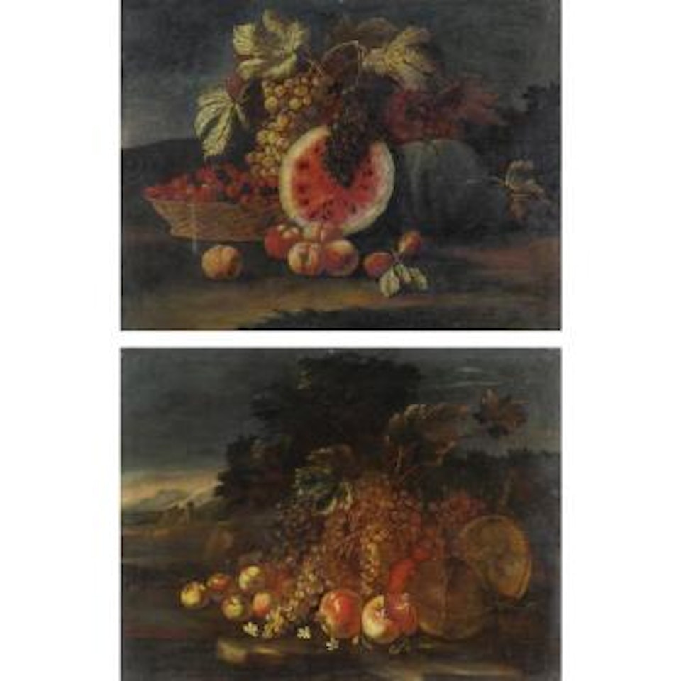 Nature Morte Con Angurie E Melograni by Roman School