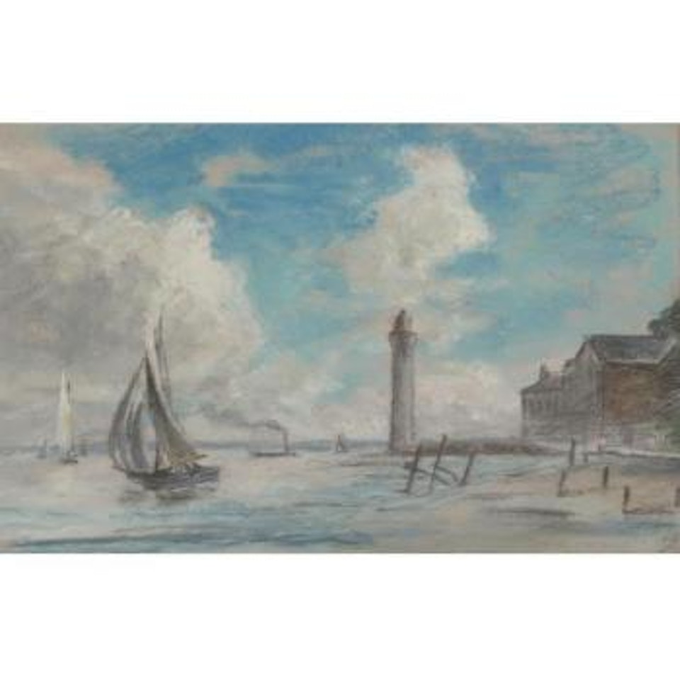 Honfleur. Rivage, Phare Et Voilier by Eugène Boudin