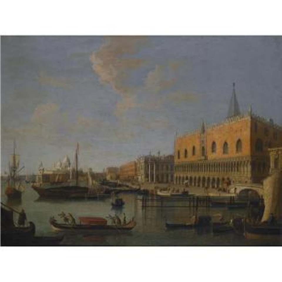 Venice, The Bacino Di San Marco, Looking West With The Palazzo Ducale To The Right And The Church Of Santa Maria Della Salute In The Distance by Canaletto