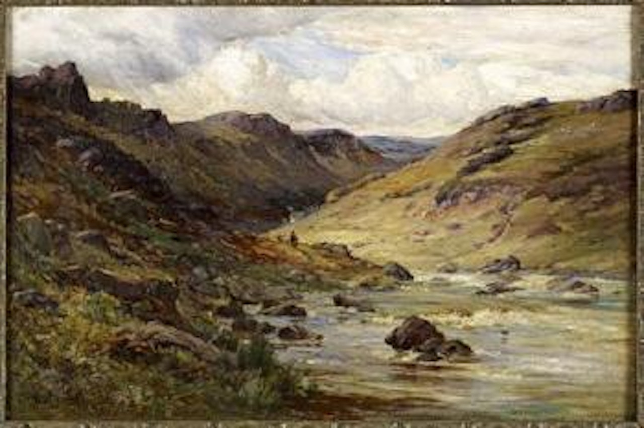 Highland river valley by Alfred de Breanski