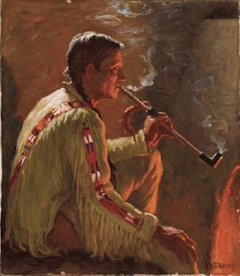 Daylight and firelight (Bawling Deer) by Joseph Henry Sharp