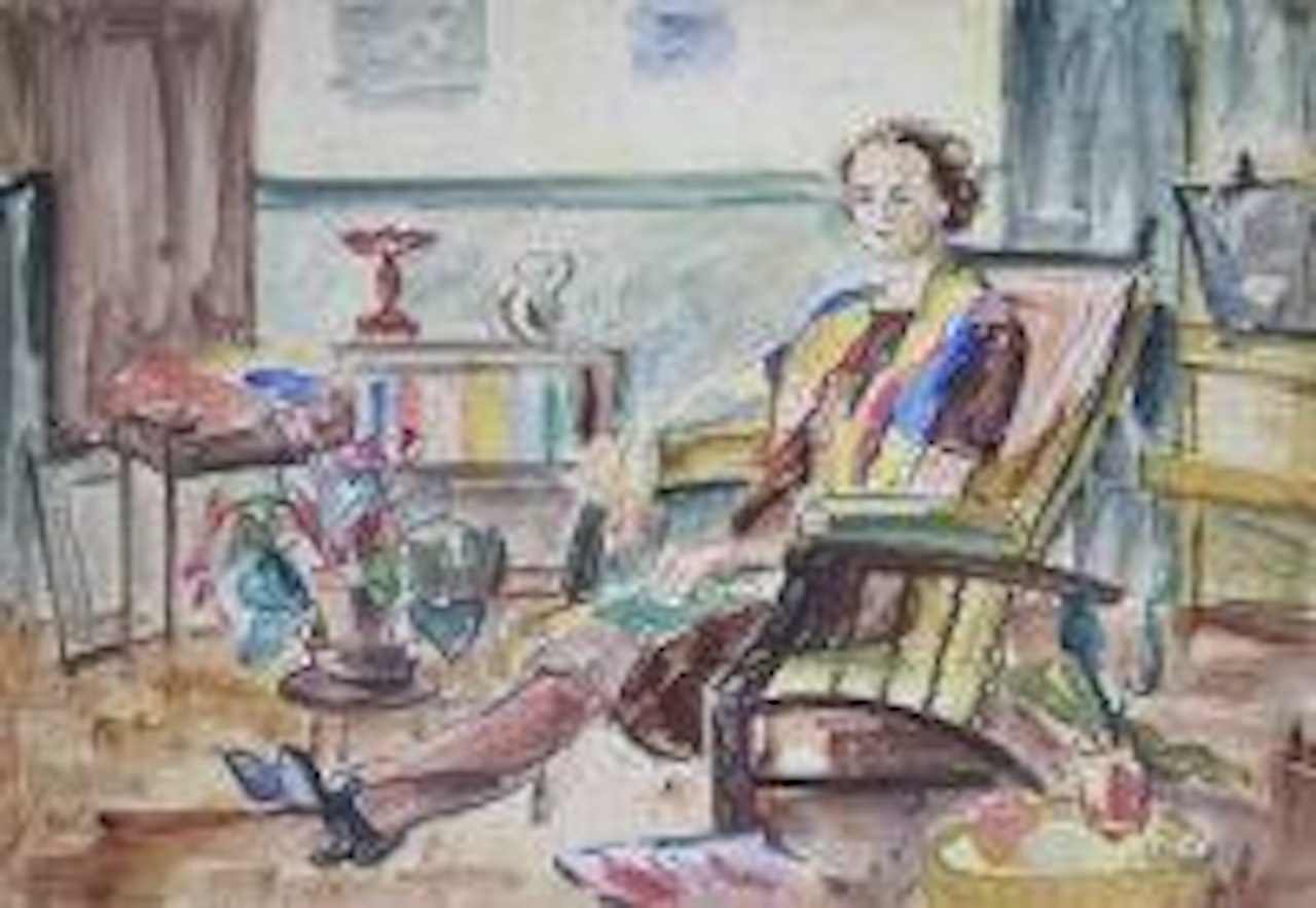 Woman seated in studio (Grace Taffe) by Norah McGuinness