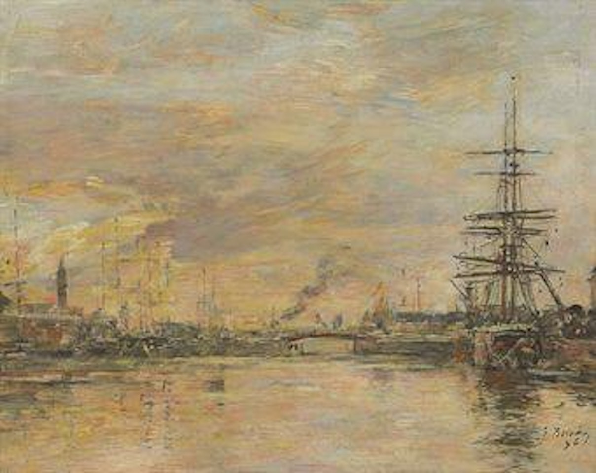 Deauville, le bassin by Eugène Boudin