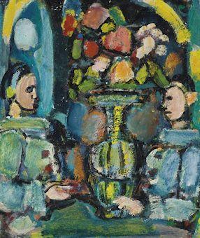Pierrots bleus au bouquet by Georges Rouault