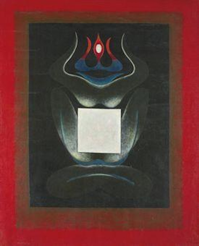 Untitled (Abstract Red Composition) by Gulam Rasool Santosh
