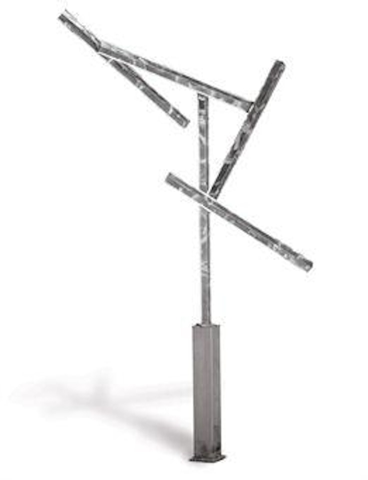 One Fixed Four Jointed Lines Biased by George Rickey