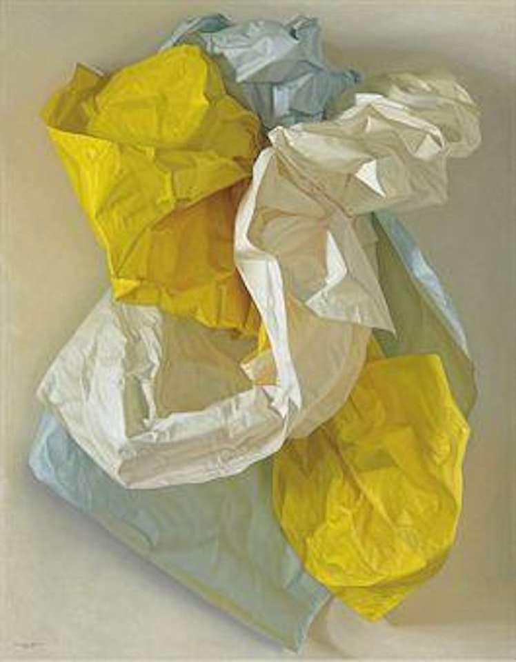 White, Blue and Yellow Papers by Claudio Bravo