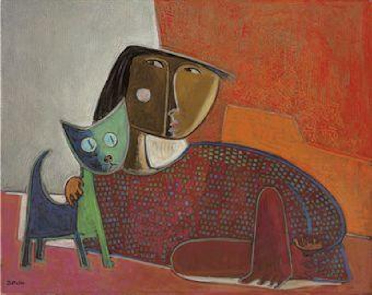 Girl with Cat by Angel Botello