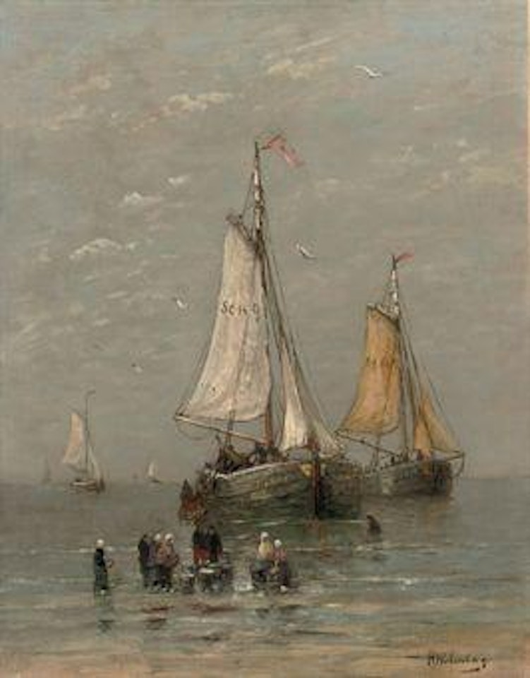 The arrival of the fishing-fleet by Hendrik-Willem Mesdag
