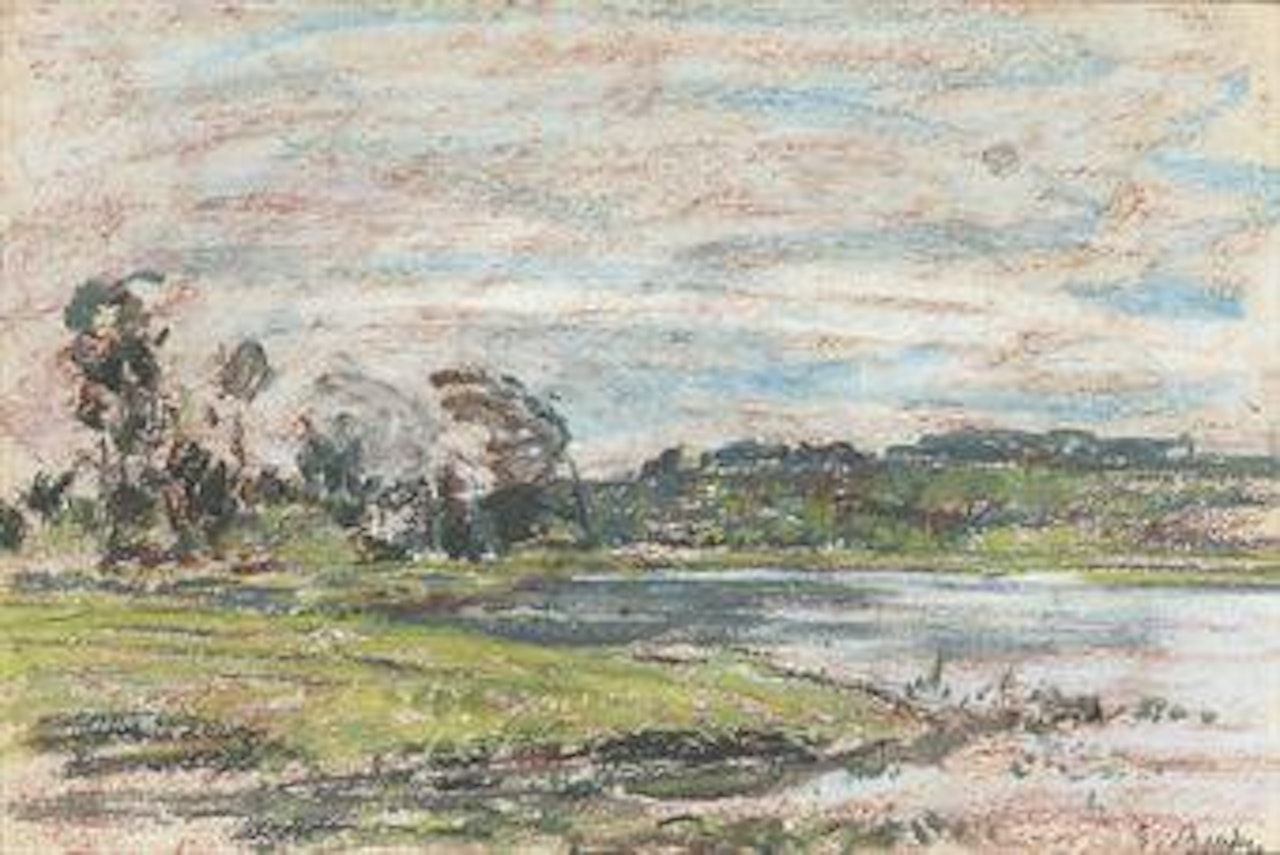 Paysage au bord de la Touques by Eugène Boudin