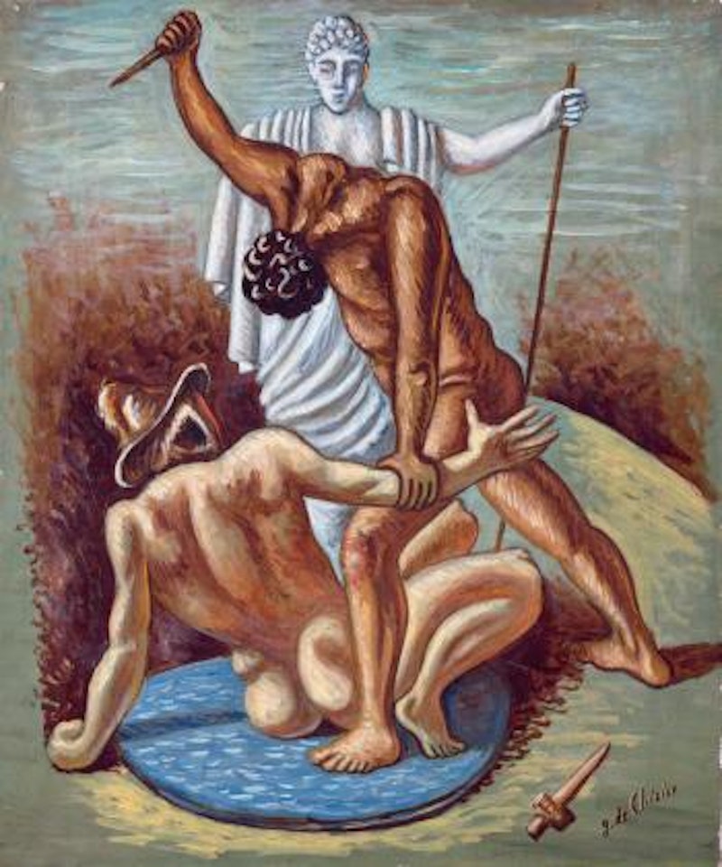 Gladiatori nell'arena by Giorgio de Chirico