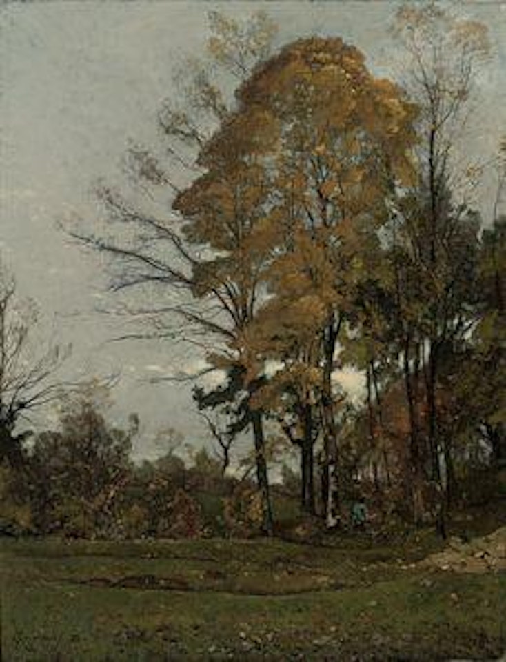 A woodsman in the forest by Henri Harpignies