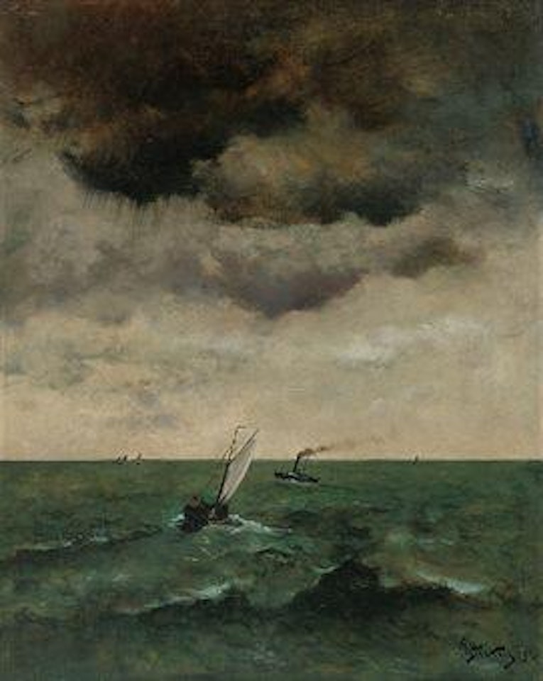 Shipping in a squall by Alfred Stevens