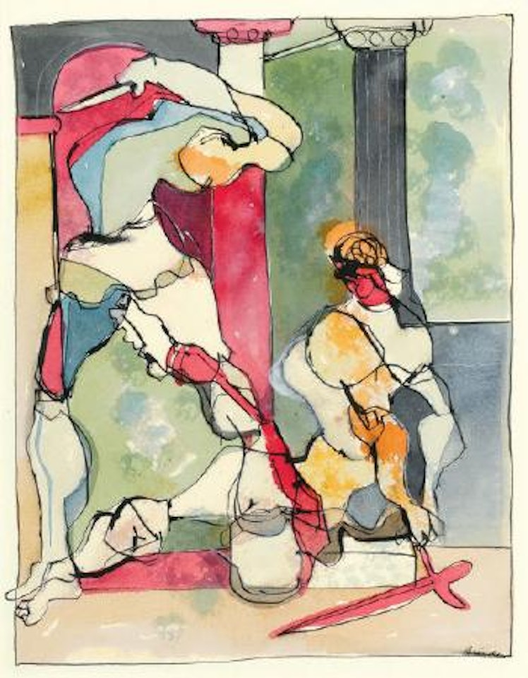 Untitled, two classical figures by Romare Bearden
