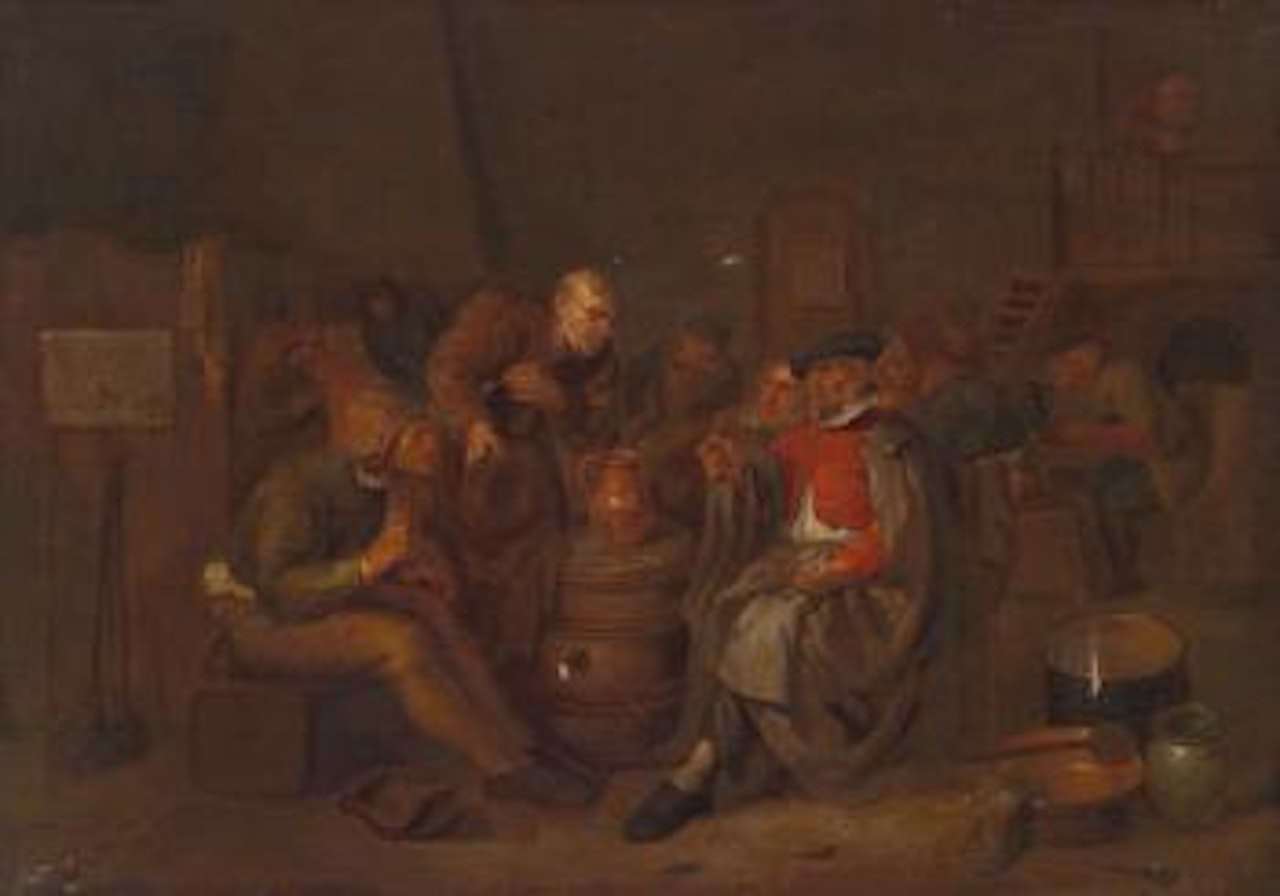 Ein paar wirthausszenen mit trinkenden und rauchenden bauern by Egbert van Heemskerk III