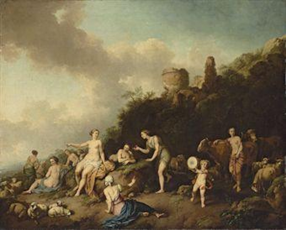 A pastoral landscape with Diana and her Nymphs by Christian Wilhelm Ernst Dietrich