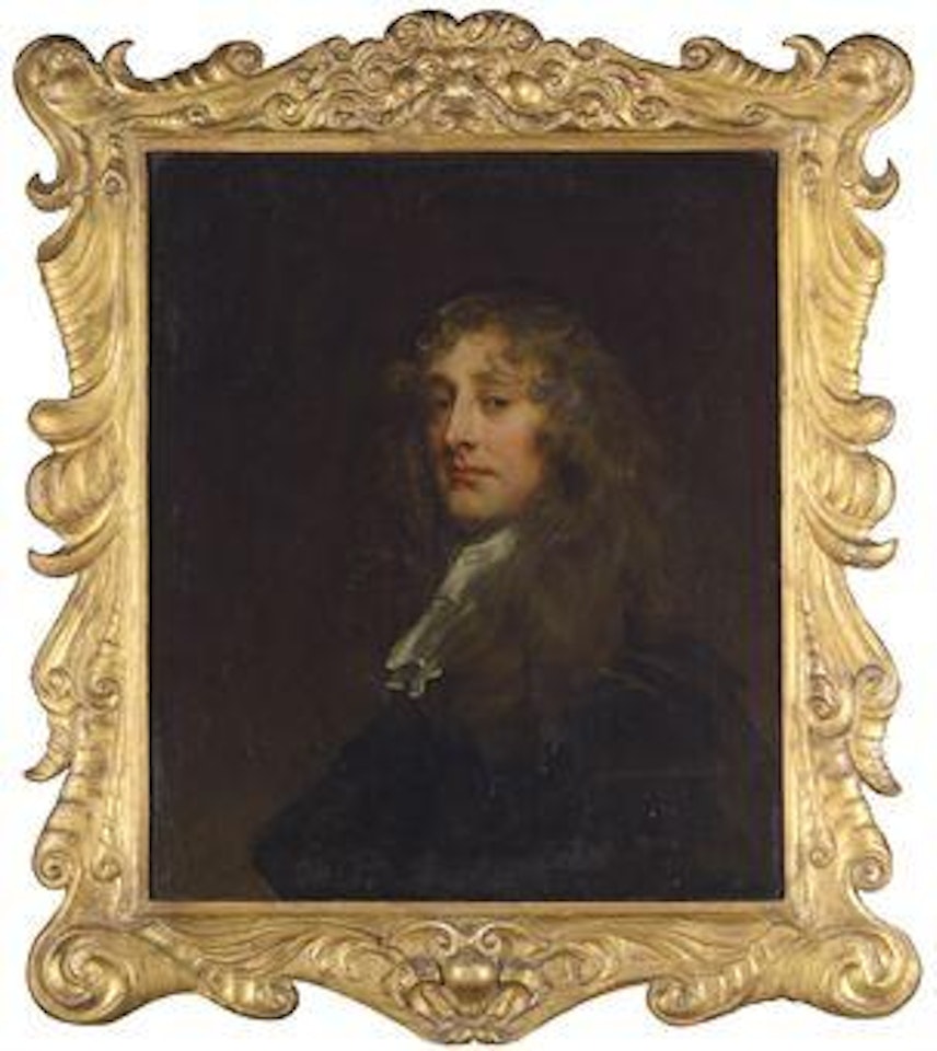 Portrait of a gentleman, bust-length, in a dark doublet and white stock by Sir Peter Lely