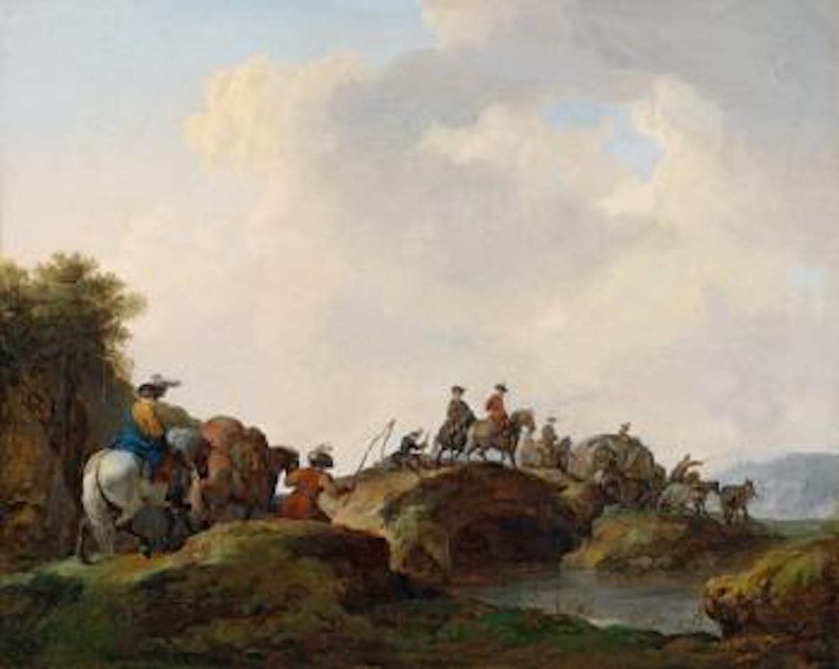 Reisende in abendlicher landschaft by Francesco Giuseppe Casanova